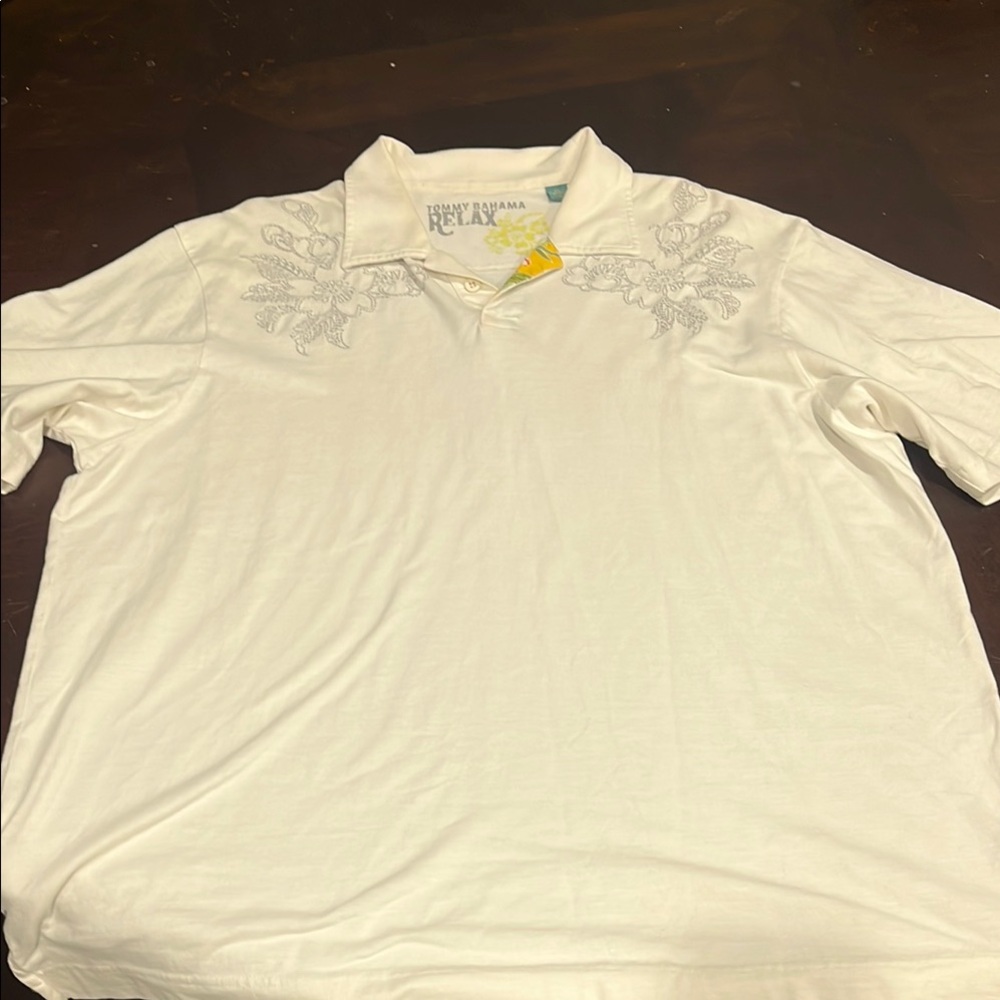 Tommy Bahama White Polo Shirt with Embroidery XL